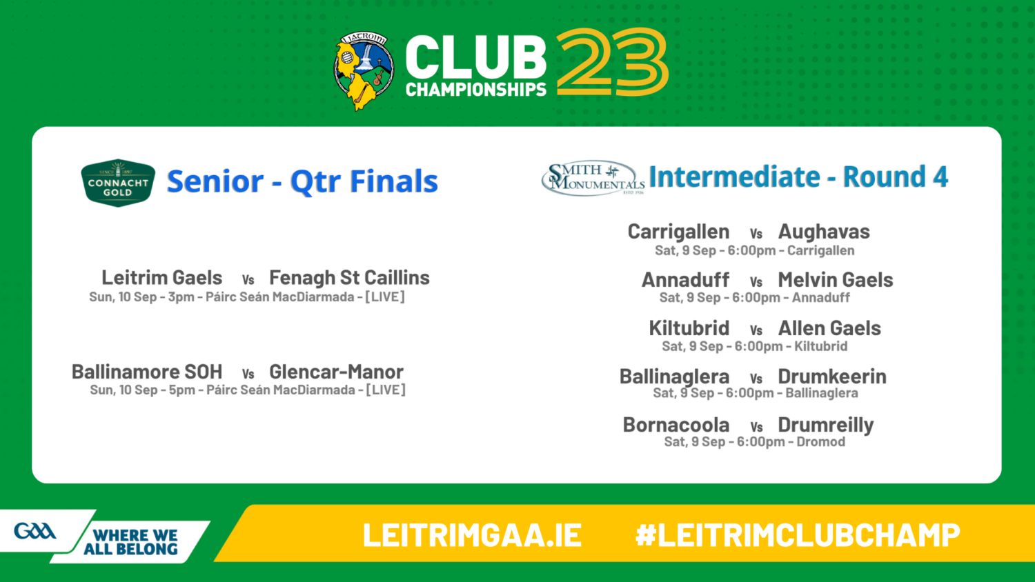 Connacht Club Championship Fixtures 2022 Confirmed - Connacht GAA